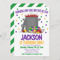 Mardi Gras Crawfish First Birthday Invitation