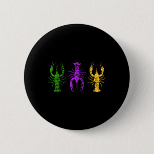 Mardi Gras Crawfish Jester Hat Bead Tee New Orlean 6 Cm Round Badge