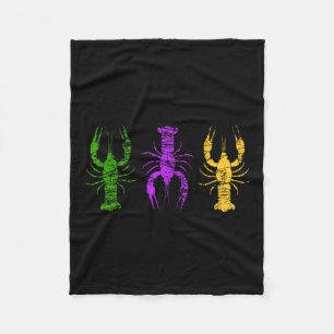 Mardi Gras Crawfish Jester Hat Bead Tee New Orlean Fleece Blanket
