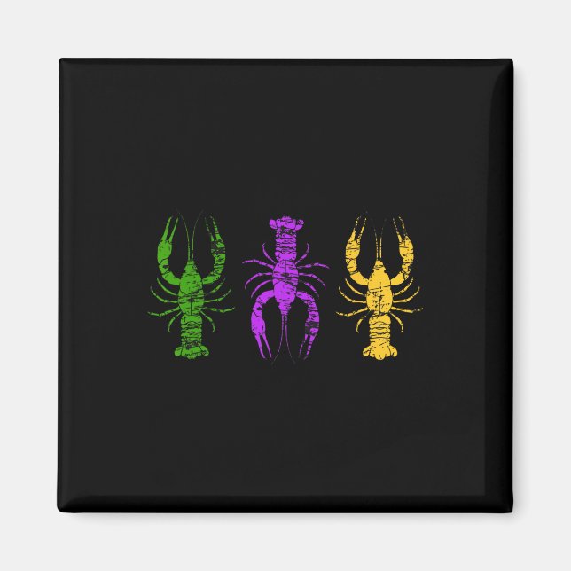 Mardi Gras Crawfish Jester Hat Bead Tee New Orlean Magnet (Front)