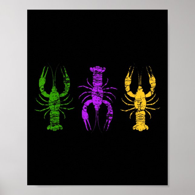 Mardi Gras Crawfish Jester Hat Bead Tee New Orlean Poster (Front)