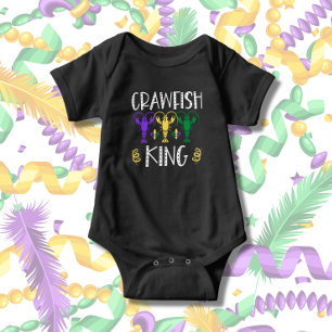 Mardi Gras Crawfish King Cute Baby Bodysuit