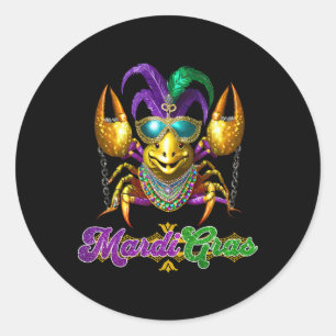 Mardi Gras Crawfish Party Costume Mask Feathers Be Classic Round Sticker