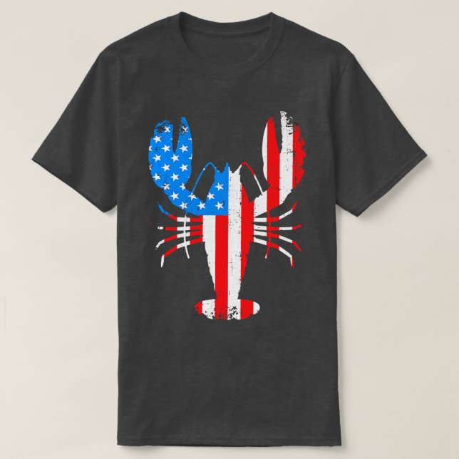 Mardi Gras Crawfish with US American Stars and str T-Shirt (Design Front)
