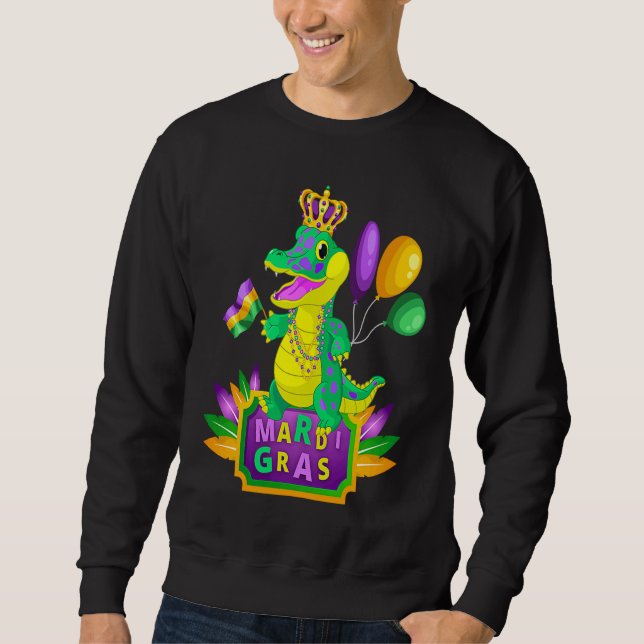 Mardi Gras Crocodile Alligator Lover New Orleans L Sweatshirt (Front)