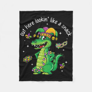 Mardi Gras Crocodile Out Here Lookin' Like A Snack Fleece Blanket