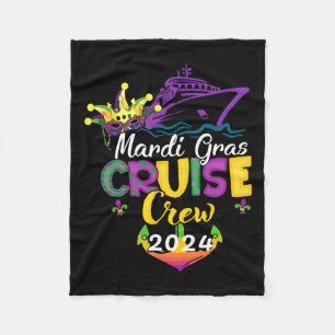 Mardi Gras Cruise 2024 Ship Family Matching Trip N Fleece Blanket