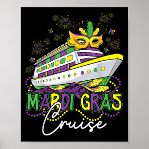Mardi Gras Cruise Boats Ship Beads Mardi Festival Poster