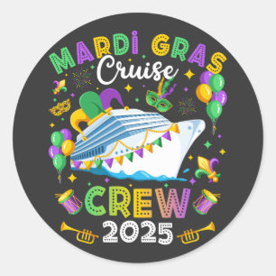 Mardi Gras Cruise Crew 2025 Matching Classic Round Sticker