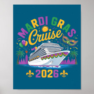 Mardi Gras Cruise Crew 2026 Family New Orleans Cel Poster