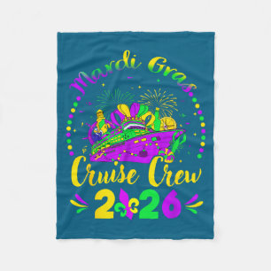 Mardi Gras Cruise Crew 2026 Trip New Orleans Famil Fleece Blanket