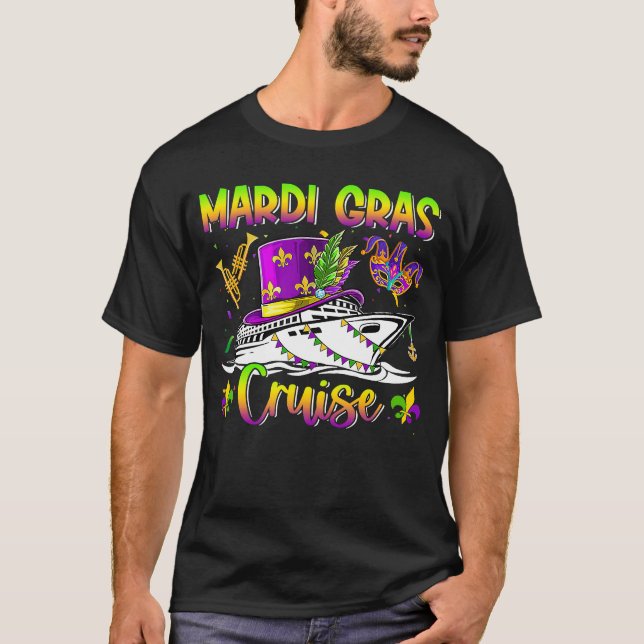 Mardi Gras Cruise Crew Cruising Mask  Festival Par T-Shirt (Front)