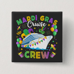 Mardi Gras Cruise Crew Matching Square Button