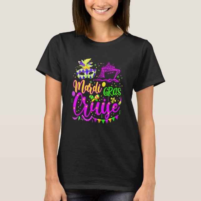 Mardi Gras Cruise Cruising Mask Cruise Ship Party  T-Shirt (Front)