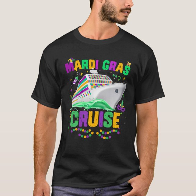 Mardi Gras Cruise Cruising Mask Cruise Ship Party T-Shirt (Front)