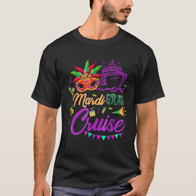 Mardi Gras Cruise Cruising Mask Cruise Ship Party T-Shirt (Front)