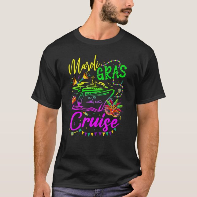 Mardi Gras Cruise Cruising Mask Cruise Ship Party  T-Shirt (Front)