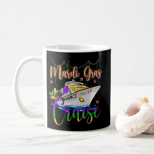 Mardi Gras Cruise Matching Family Carnival Party Coffee Mug (With Donut)