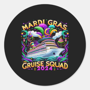 Mardi Gras Cruise Squad 2025 Funny Family Matching Classic Round Sticker