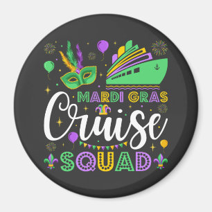 Mardi Gras Cruise Squad Matching Circle Magnet