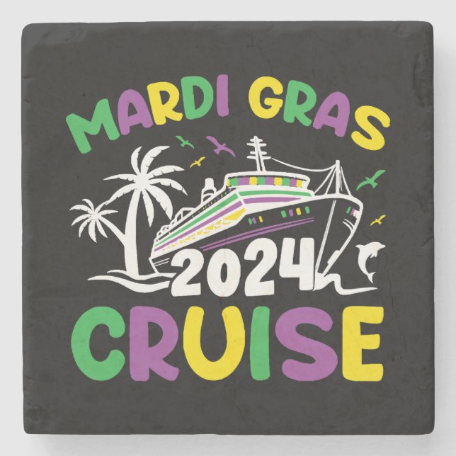 Mardi Gras Cruise Squad Stone Coaster (Front)
