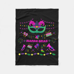 Mardi Gras Cute Preppy Doodle Collage For Women An Fleece Blanket