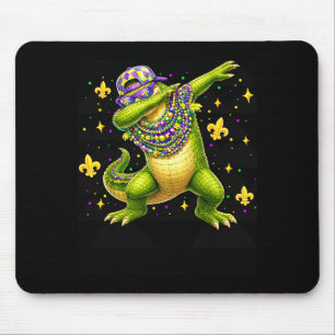 Mardi Gras Dabbing Alligator Carnival Beads Men Bo Mouse Pad