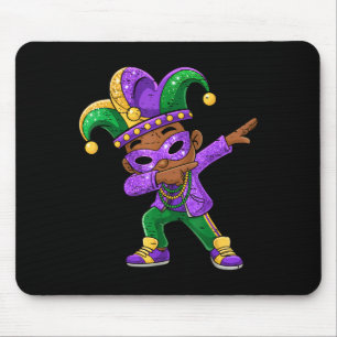 Mardi Gras Dabbing Black Boys Jersey Hat New Orlea Mouse Pad