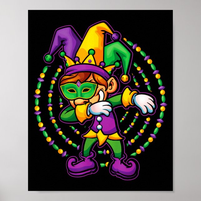 Mardi Gras Dabbing Boys Kids Gift Funny New Orlean Poster (Front)