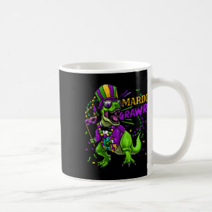 Mardi Gras Dabbing T Rex Dinosaur Mardi Grawr Bead Coffee Mug