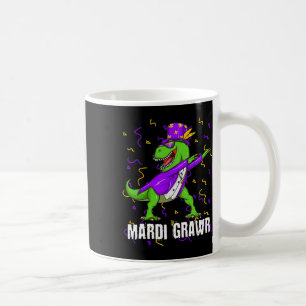 Mardi Gras Dabbing T Rex Dinosaur Mardi Grawr Bead Coffee Mug