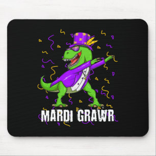 Mardi Gras Dabbing T Rex Dinosaur Mardi Grawr Bead Mouse Pad