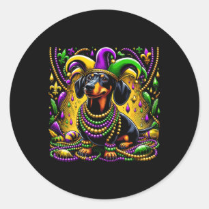 Mardi Gras Dachshund Dog Jester Classic Round Sticker