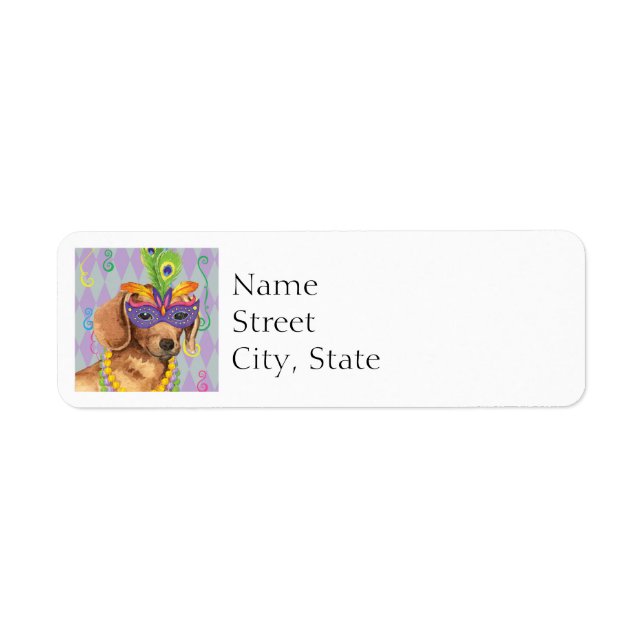 Mardi Gras Dachshund Return Address Label (Front)