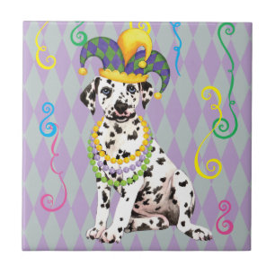 Mardi Gras Dalmatian Ceramic Tile