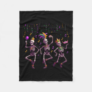 Mardi Gras Dancing Skeleton Funny 1 Fleece Blanket