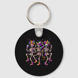 Mardi Gras Dancing Skeleton Funny  Key Ring