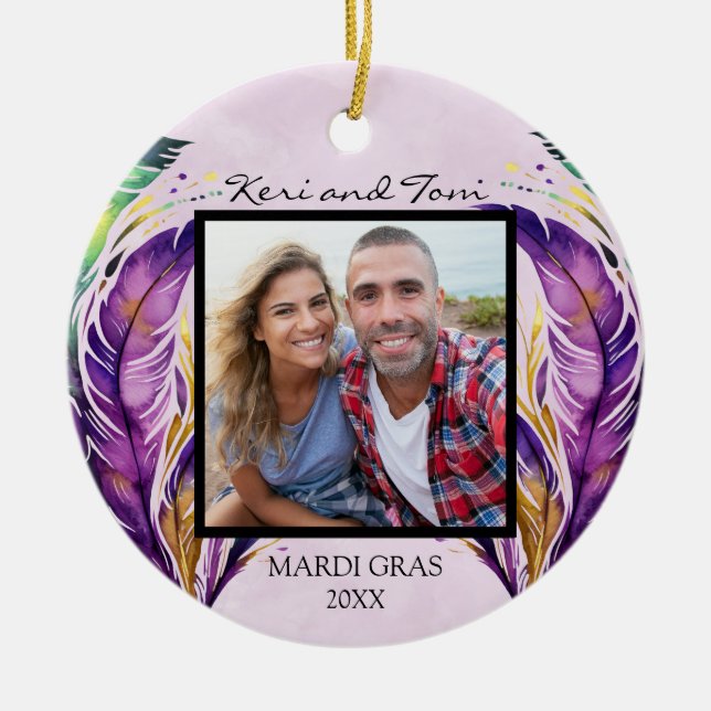 Mardi Gras Dated Photo Ornament (Front)