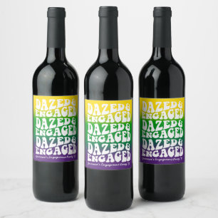 Mardi Gras Dazed and Engaged Retro  Wine Label