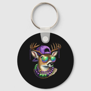 Mardi Gras Deer Hunting Mardi Beads Mask Party Boy Key Ring