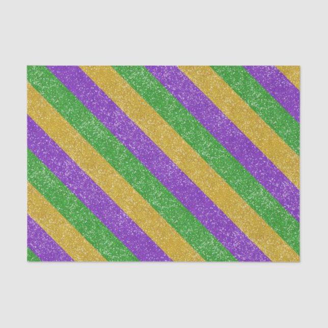 Mardi Gras Diagonal Colours Glitter Stripe Bling Tissue Paper (Front)