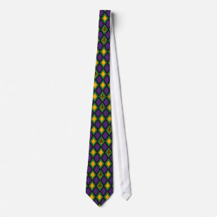 Mardi Gras Diamond Pattern With Fleur De Lis Tie