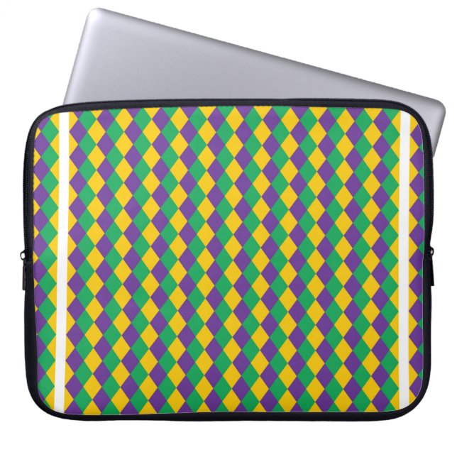 Mardi Gras Diamond Seamless Pattern. Violet, Yello Laptop Sleeve (Front)