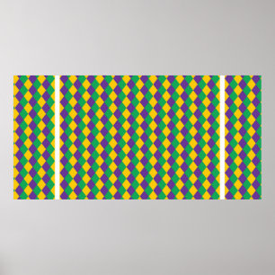 Mardi Gras Diamond Seamless Pattern. Violet, Yello Poster