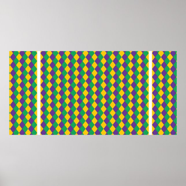 Mardi Gras Diamond Seamless Pattern. Violet, Yello Poster (Front)