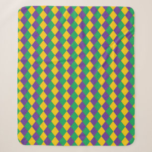 Mardi Gras Diamond Seamless Pattern. Violet, Yello Sherpa Blanket