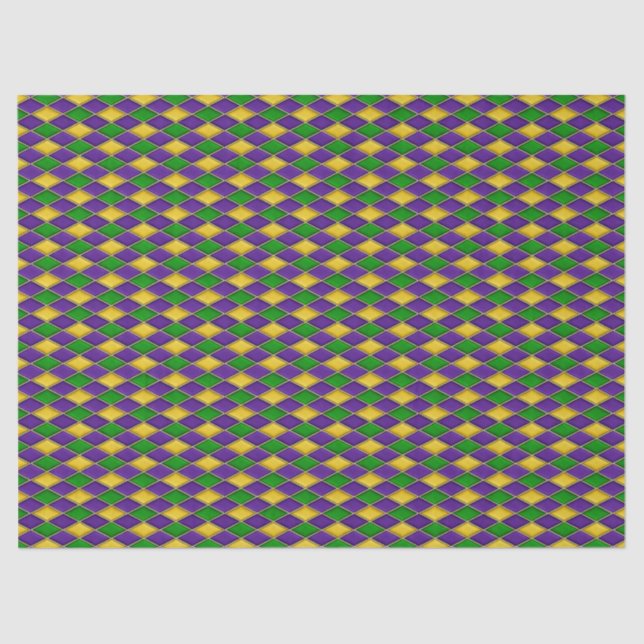 Mardi Gras Diamonds Harlequin Print Pattern Tissue Paper (Front)
