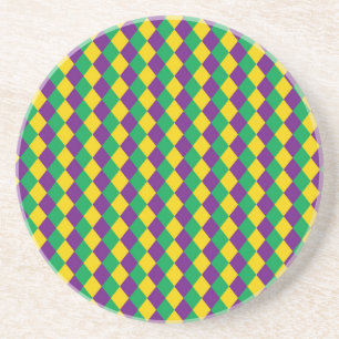 Mardi Gras Diamonds: Vibrant Festive Pattern Coaster