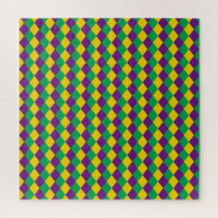 Mardi Gras Diamonds: Vibrant Festive Pattern Jigsaw Puzzle