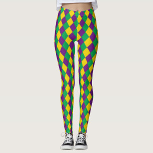 Mardi Gras Diamonds: Vibrant Festive Pattern Leggings